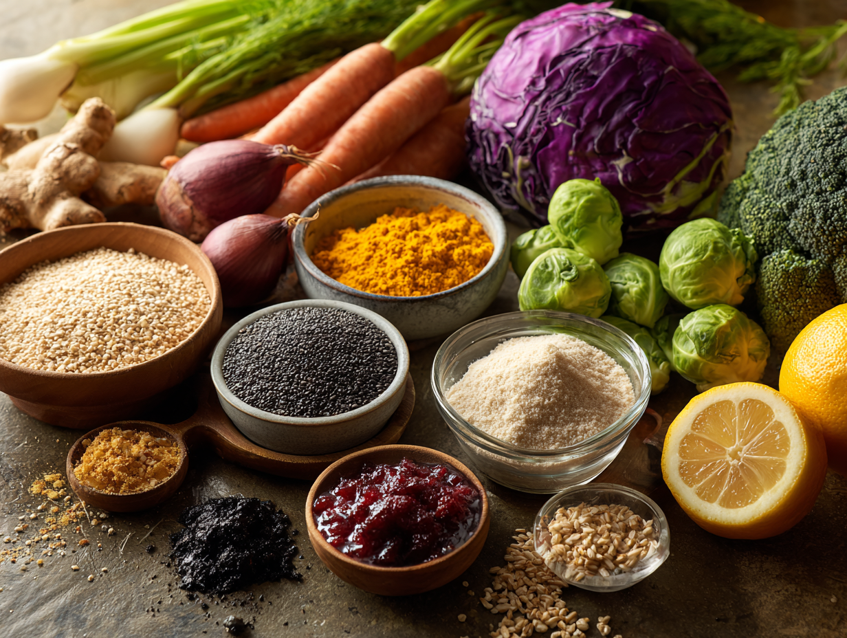 Diverse ingrediente nutritive dispuse artistic pentru planificare mese